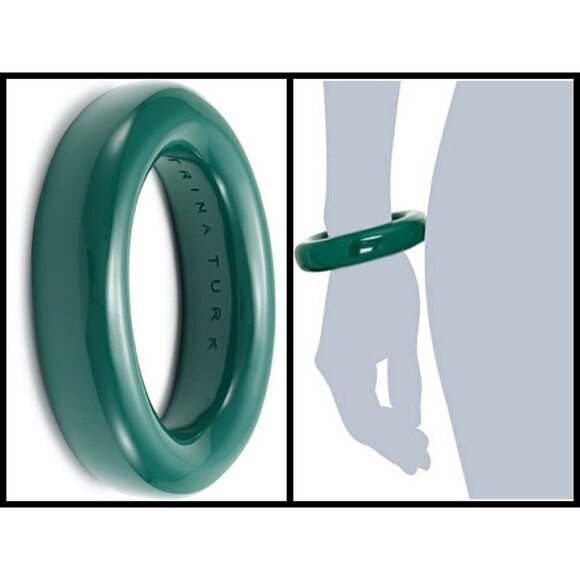 💕TRINA TURK💕 Resin Emerald Bangle Bracelet Green - Picture 1 of 7